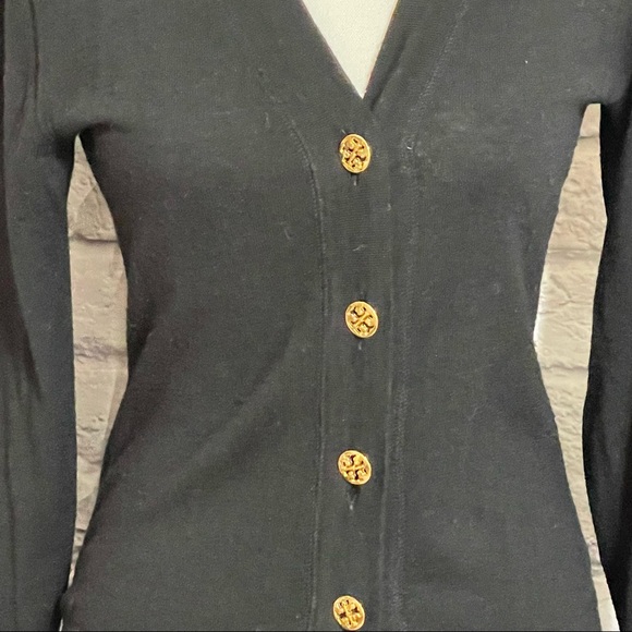 Tory Burch Cardigan Signature T Gold Tone Buttons - Picture 2 of 9